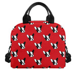 Red French Bulldog Pattern Print Insulated Lunch Bag