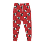 Red French Bulldog Pattern Print Jogger Pants