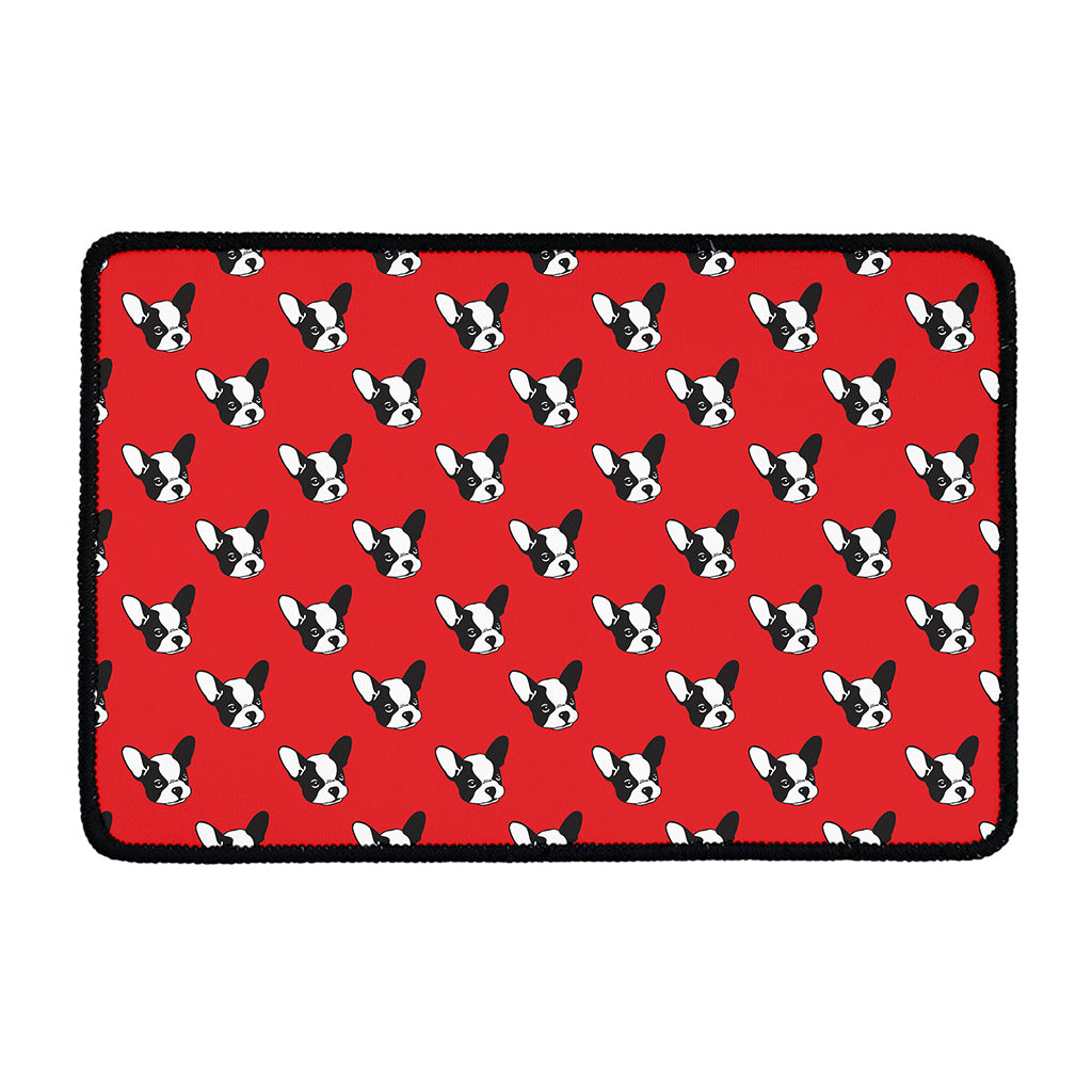 Red French Bulldog Pattern Print Kitchen Mat