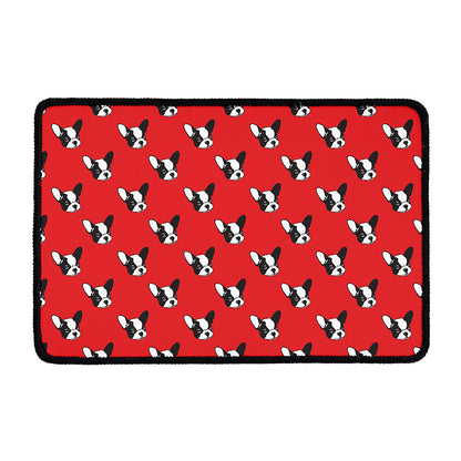 Red French Bulldog Pattern Print Kitchen Mat