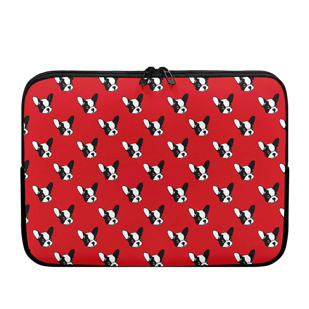 Red French Bulldog Pattern Print Laptop Sleeve