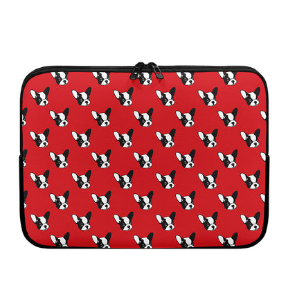 Red French Bulldog Pattern Print Laptop Sleeve
