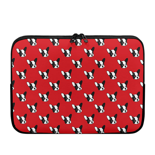 Red French Bulldog Pattern Print Laptop Sleeve