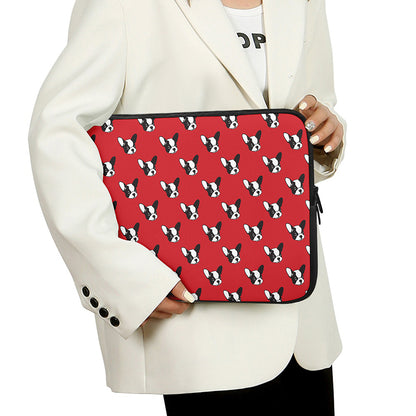 Red French Bulldog Pattern Print Laptop Sleeve