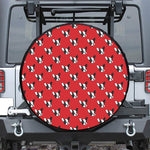 Red French Bulldog Pattern Print Leather Spare Tire Cover