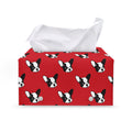 Red French Bulldog Pattern Print Leather Tissue Box Cover