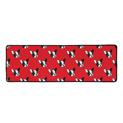 Red French Bulldog Pattern Print Long Kitchen Mat