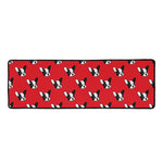 Red French Bulldog Pattern Print Long Kitchen Mat