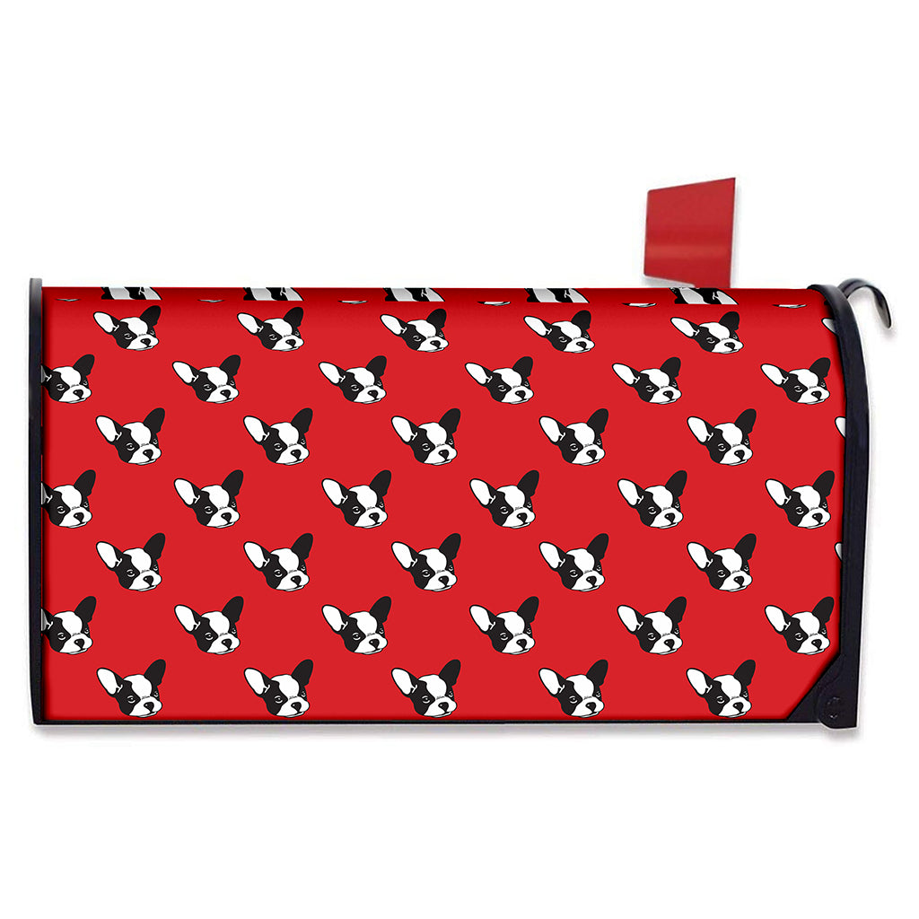 Red French Bulldog Pattern Print Mailbox Cover