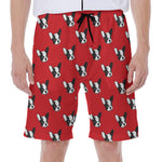Red French Bulldog Pattern Print Men's Beach Shorts