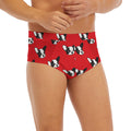 Red French Bulldog Pattern Print Men's Briefs