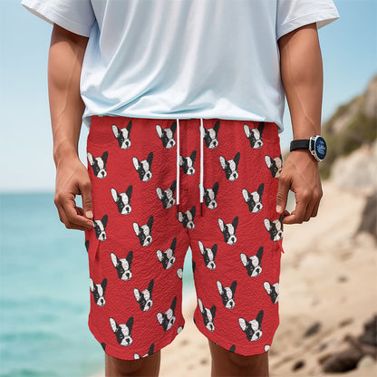 Red French Bulldog Pattern Print Men's Cargo Shorts