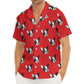 Red French Bulldog Pattern Print Men's Deep V-Neck Shirt