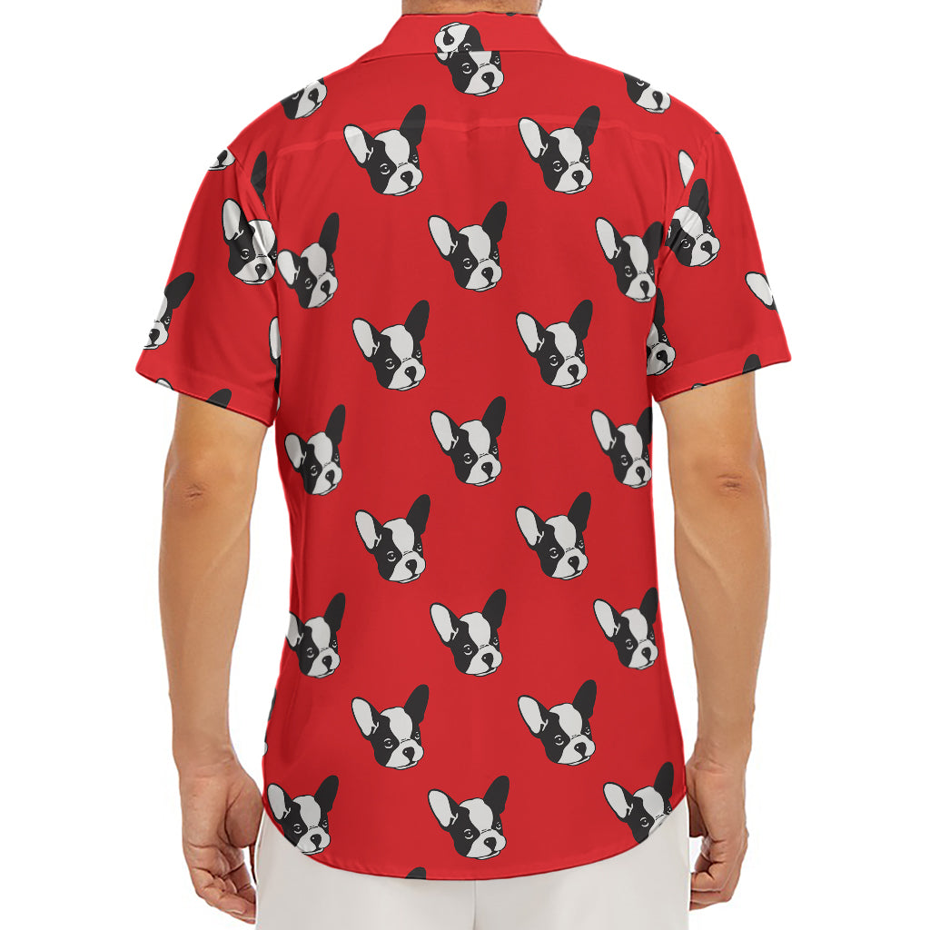 Red French Bulldog Pattern Print Men's Deep V-Neck Shirt
