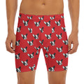 Red French Bulldog Pattern Print Men's Long Boxer Briefs