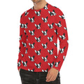 Red French Bulldog Pattern Print Men's Long Sleeve Rash Guard
