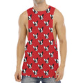 Red French Bulldog Pattern Print Men's Muscle Tank Top