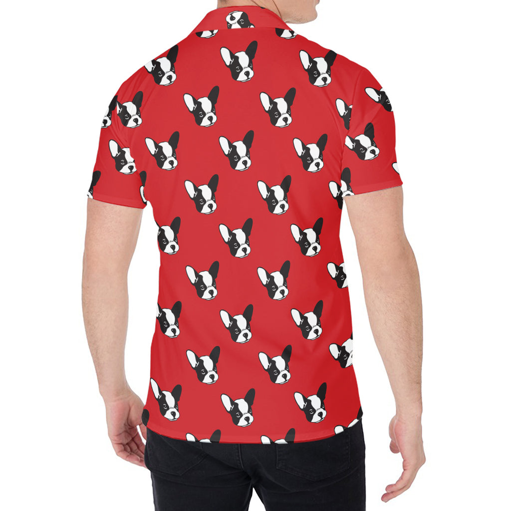 Red French Bulldog Pattern Print Men's Shirt