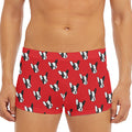 Red French Bulldog Pattern Print Men's Short Boxer Briefs
