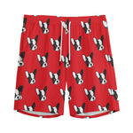 Red French Bulldog Pattern Print Men's Sports Shorts