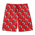 Red French Bulldog Pattern Print Men's Swim Trunks