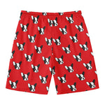 Red French Bulldog Pattern Print Men's Swim Trunks