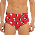 Red French Bulldog Pattern Print Men's Triangle Swim Briefs