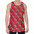 Red French Bulldog Pattern Print Men's Velvet Tank Top