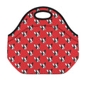 Red French Bulldog Pattern Print Neoprene Lunch Bag