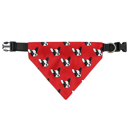 Red French Bulldog Pattern Print Over The Collar Dog Bandana