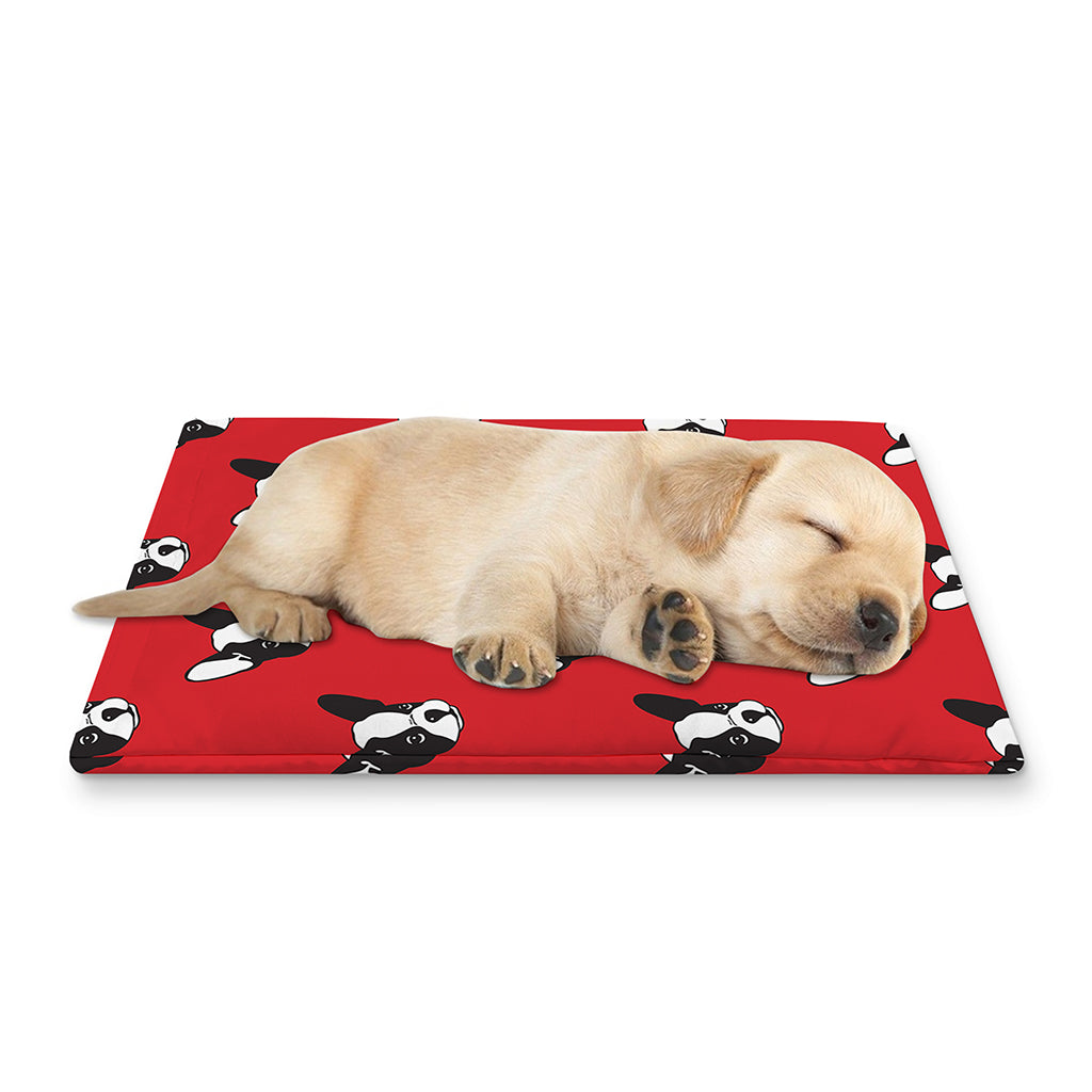 Red French Bulldog Pattern Print Pet Cooling Mat Cover
