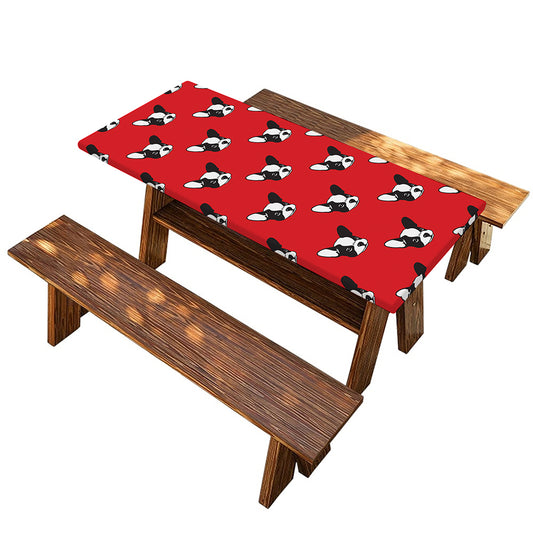 Red French Bulldog Pattern Print Picnic Table Cover