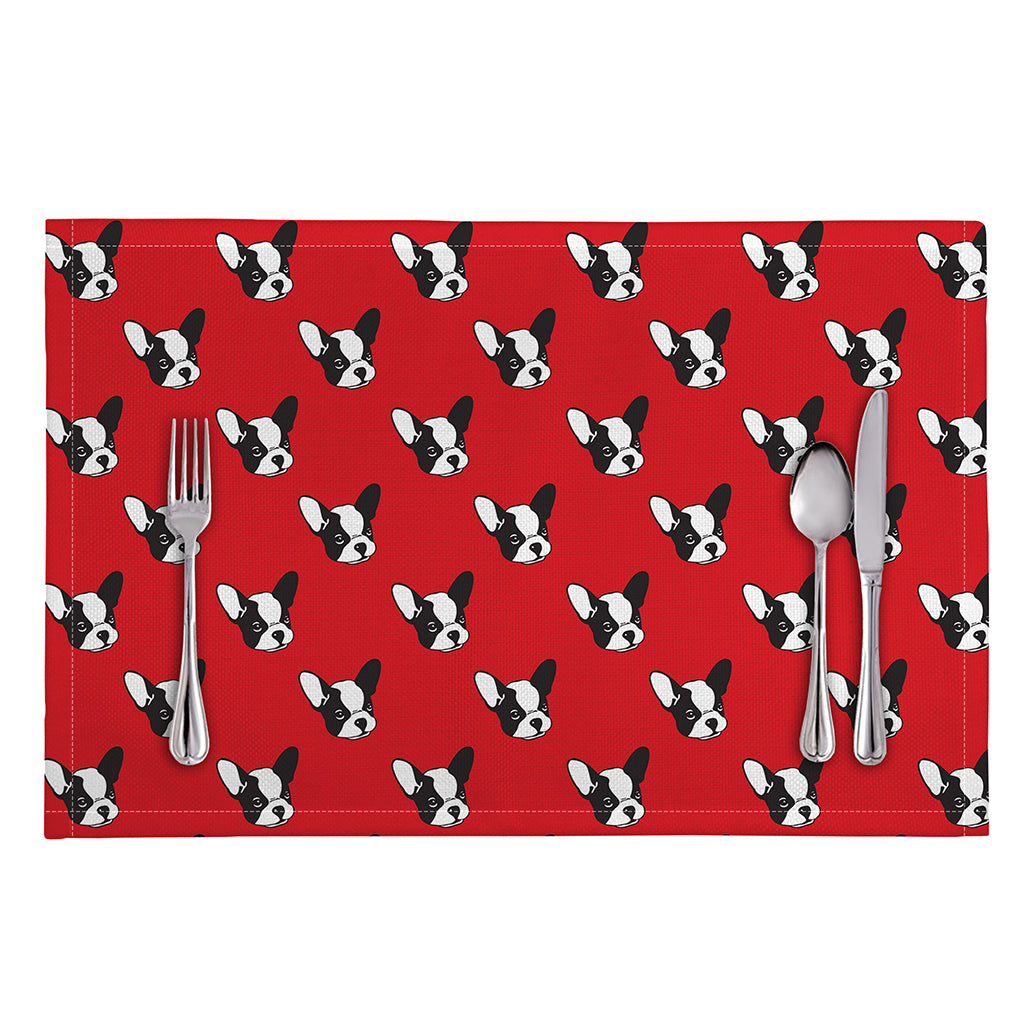Red French Bulldog Pattern Print Placemat
