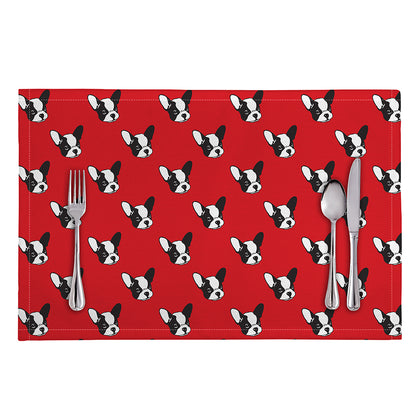 Red French Bulldog Pattern Print Placemat