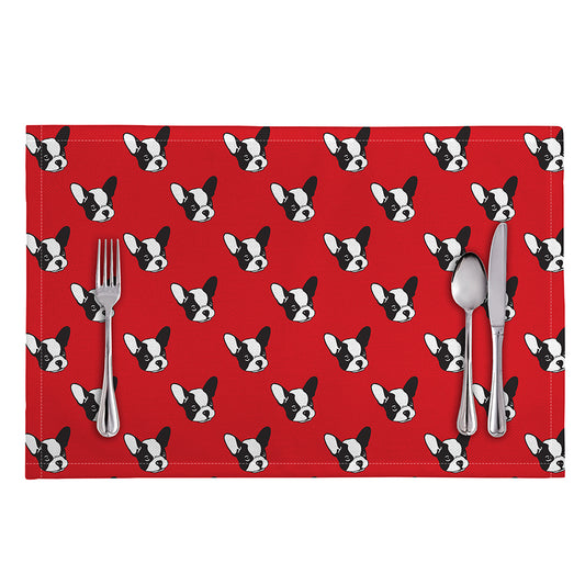 Red French Bulldog Pattern Print Placemat