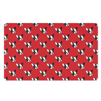 Red French Bulldog Pattern Print Polyester Doormat