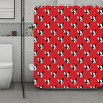 Red French Bulldog Pattern Print Polyester Shower Curtain