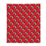 Red French Bulldog Pattern Print Polyester Shower Curtain