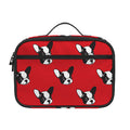 Red French Bulldog Pattern Print Portable Lunch Bag