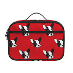 Red French Bulldog Pattern Print Portable Lunch Bag