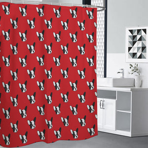 Red French Bulldog Pattern Print Premium Shower Curtain