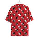 Red French Bulldog Pattern Print Rayon Hawaiian Shirt
