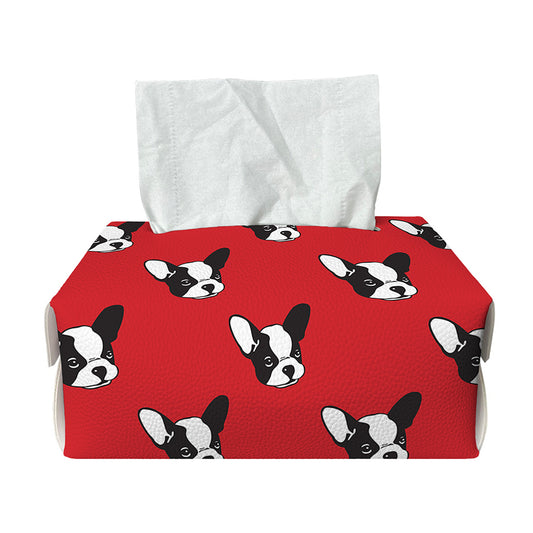 Red French Bulldog Pattern Print Rectangle Tissue Box Cover