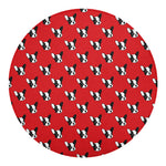 Red French Bulldog Pattern Print Round Blanket