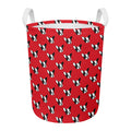 Red French Bulldog Pattern Print Round Laundry Basket