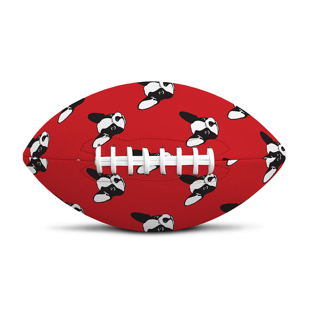 Red French Bulldog Pattern Print Rugby Ball