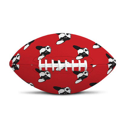 Red French Bulldog Pattern Print Rugby Ball