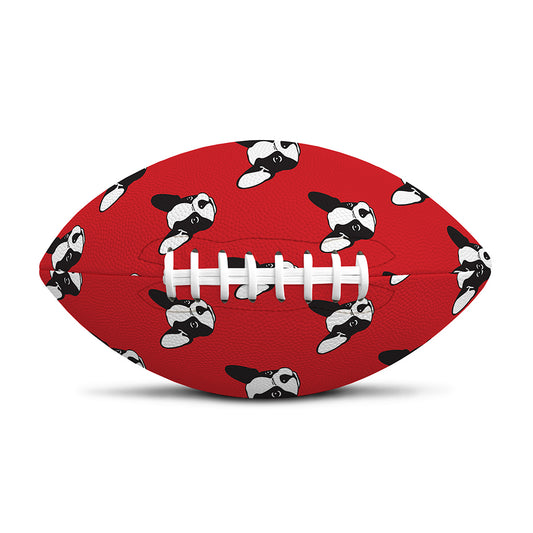 Red French Bulldog Pattern Print Rugby Ball