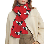 Red French Bulldog Pattern Print Scarf