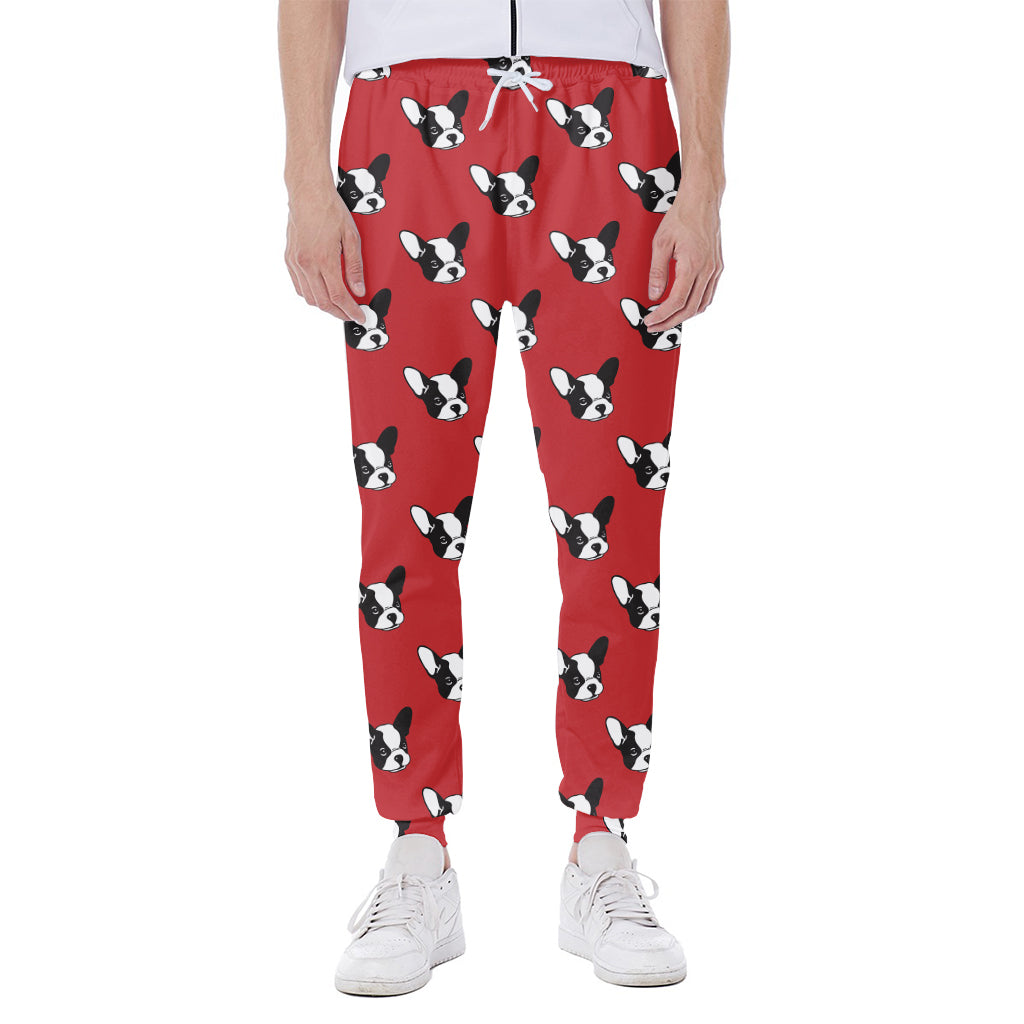 Red French Bulldog Pattern Print Scuba Joggers